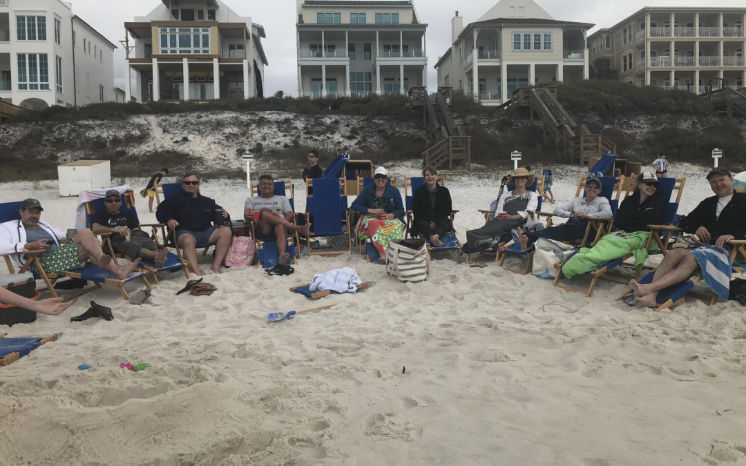 Note this photo is from our group of friends with whom we travel for Spring Break and it was taken in 2019. Here's hoping we get back to the beach together!  