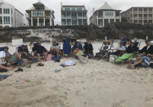 Note this photo is from our group of friends with whom we travel for Spring Break and it was taken in 2019. Here's hoping we get back to the beach together!  